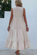 Decorative Button Sleeveless Tiered Dress -BazaarBey - www.shopbazaarbey.com