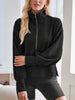 Ribbed Half Zip Collared Neck Sweatshirt Bazaarbey
