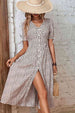 Animal Print Button Front V-Neck Tied Dress -BazaarBey - www.shopbazaarbey.com
