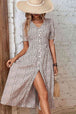 Animal Print Button Front V-Neck Tied Dress -BazaarBey - www.shopbazaarbey.com