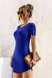 Round Neck Short Sleeve Mini Dress -BazaarBey - www.shopbazaarbey.com