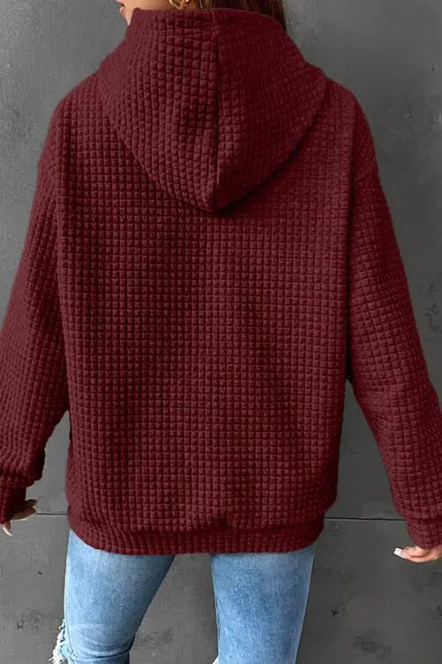 Dropped Shoulder Pocketed Hoodie Trendsi