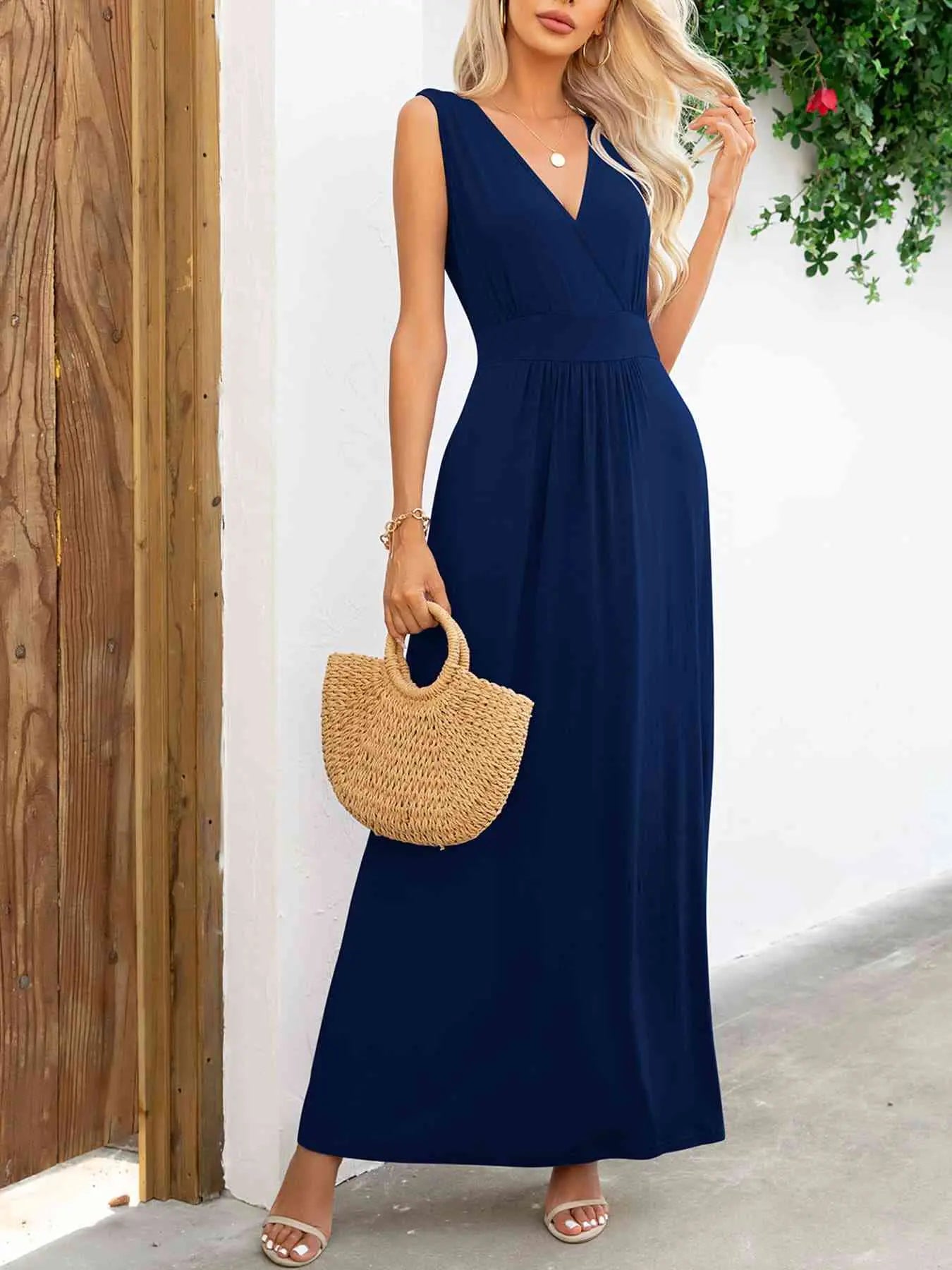  Neck Sleeveless Maxi Dress -BazaarBey - www.shopbazaarbey.com