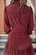 Tied Button Up Ruffle Hem Dress -BazaarBey - www.shopbazaarbey.com