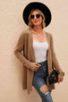 Openwork Horizontal Ribbing Open Front Cardigan Trendsi
