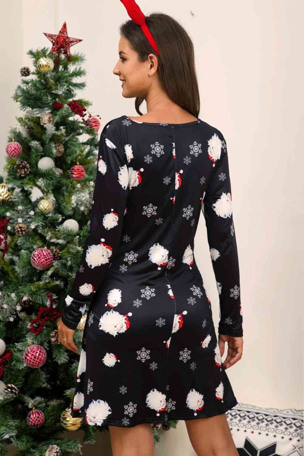 Full Size Christmas Long Sleeve Dress -BazaarBey - www.shopbazaarbey.com