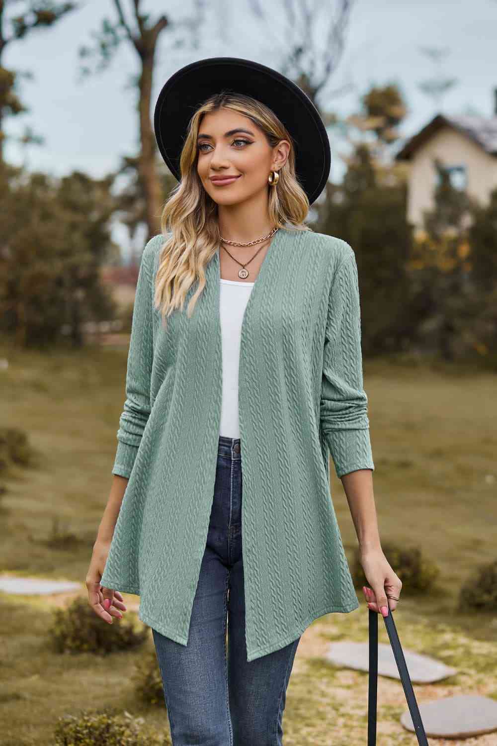 Open Front Long Sleeve Cardigan Bazaarbey