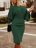Round Neck Lantern Sleeve Dress -BazaarBey - www.shopbazaarbey.com
