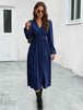  Neck Long Sleeve Midi Dress -BazaarBey - www.shopbazaarbey.com