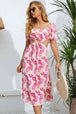 Floral Cutout Square Neck Puff Sleeve Dress -BazaarBey - www.shopbazaarbey.com