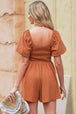 Square Neck Pleated Romper with Pockets -BazaarBey - www.shopbazaarbey.com