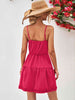 Frill Trim Spaghetti Strap Mini Dress -BazaarBey - www.shopbazaarbey.com