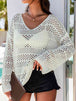  V-Neck Long Sleeve Knit Top Trendsi