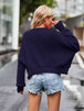 Dropped Shoulder Round Neck Long Sleeve Knit Top Trendsi