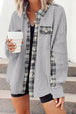 Plaid Button Down Collared Jacket Trendsi
