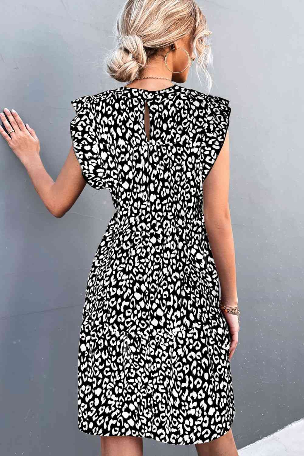 Leopard Round Neck Mini Dress -BazaarBey - www.shopbazaarbey.com