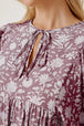 Floral Tie Neck Ruched Babydoll Dress -BazaarBey - www.shopbazaarbey.com