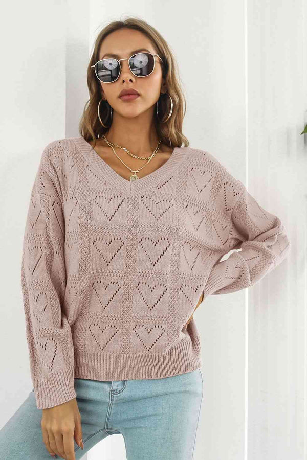 BazaarBey V-Neck Drop Shoulder Sweater Bazaarbey