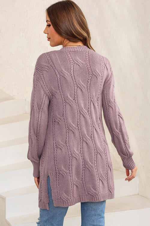 Cable-Knit Dropped Shoulder Cardigan Bazaarbey