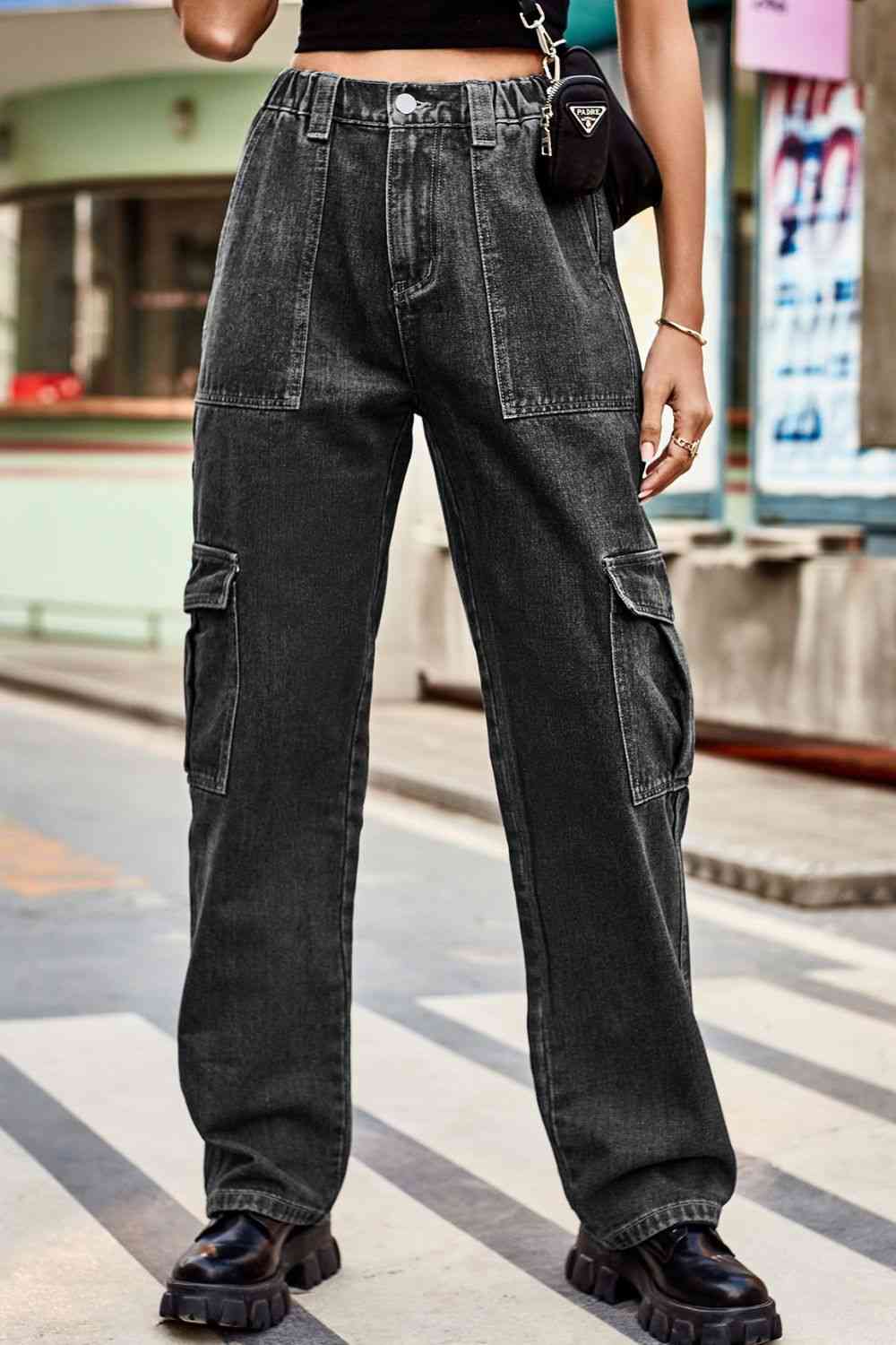 Loose Fit Long Pants with Pockets Trendsi