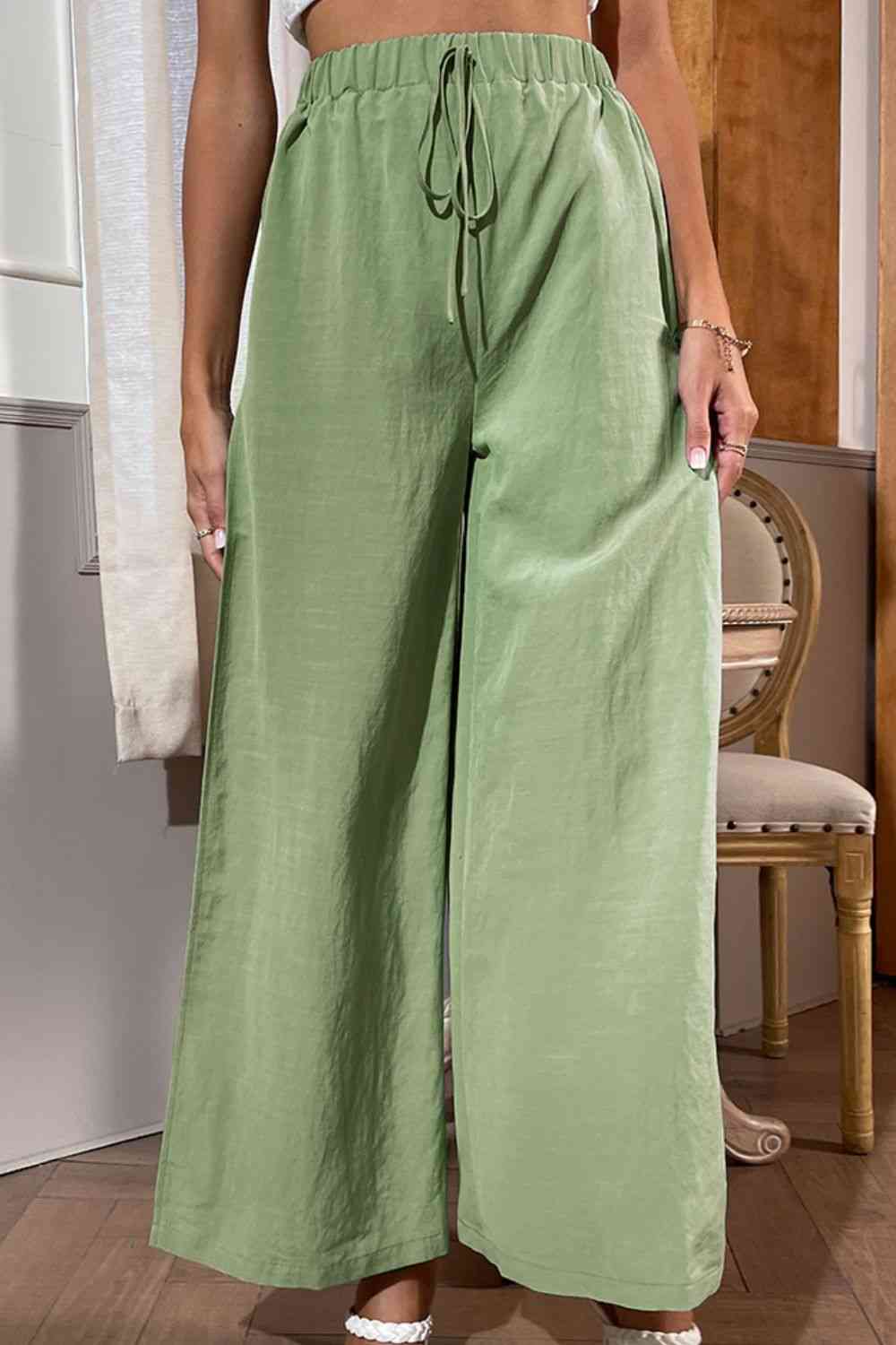 Side Slit Wide Leg Pants Bazaarbey