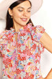  Floral Tie Neck Cap Sleeve Dress -BazaarBey - www.shopbazaarbey.com