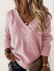 BazaarBey V-Neck Long Sleeve Knit Top Bazaarbey