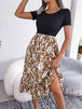 Printed Round Neck Ruffle Hem Dress -BazaarBey - www.shopbazaarbey.com