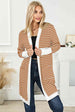 Striped Open Front Longline Cardigan Trendsi