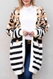 BazaarBey Striped Open Front Longline Cardigan Trendsi