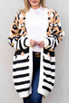 BazaarBey Striped Open Front Longline Cardigan Trendsi