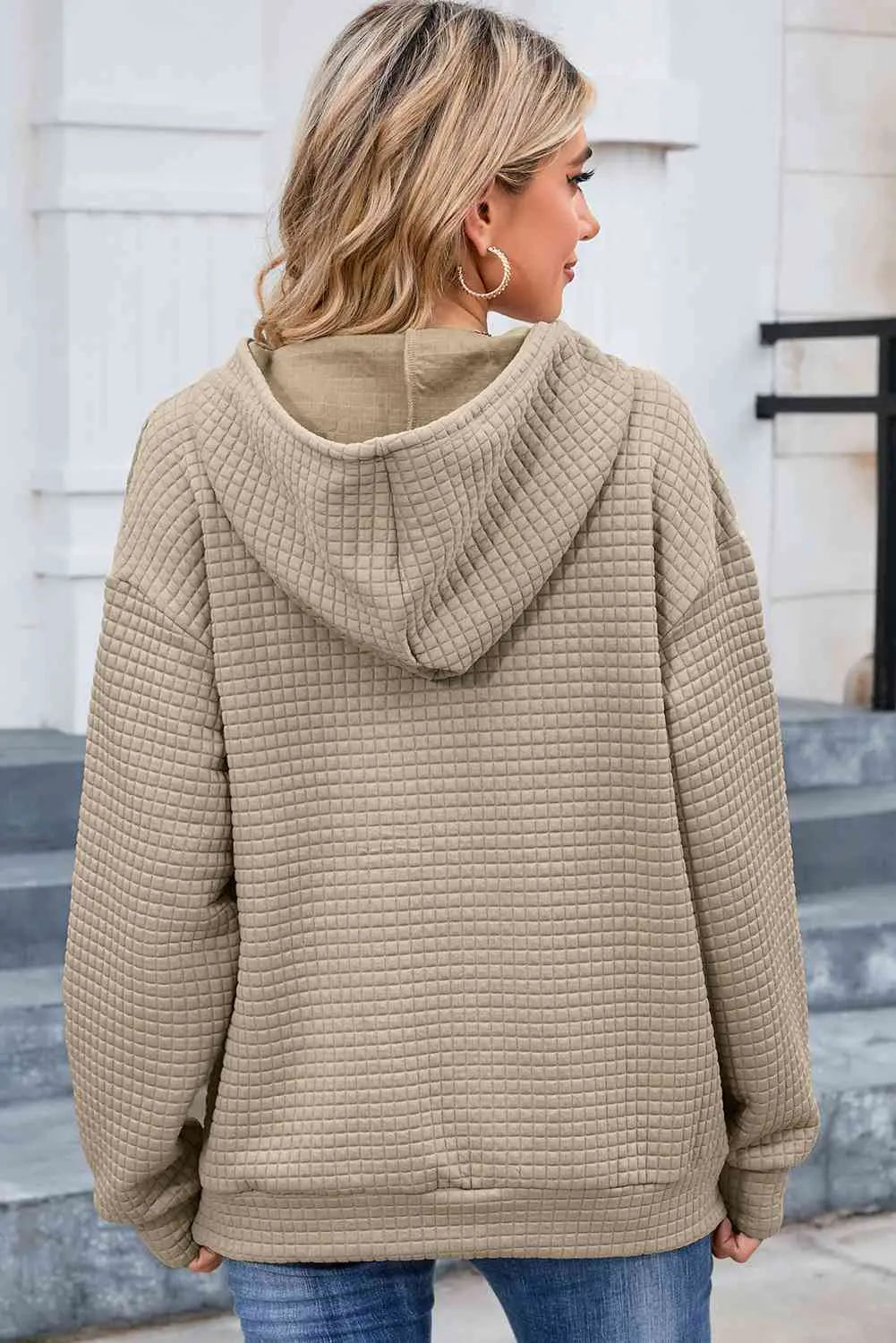 Dropped Shoulder Pocketed Hoodie Trendsi