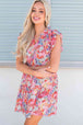 Floral Tie Neck Cap Sleeve Dress -BazaarBey - www.shopbazaarbey.com