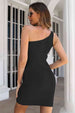 One-Shoulder Tulip Hem Bodycon Dress -BazaarBey - www.shopbazaarbey.com