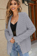 Openwork Flounce Sleeve Button-Up Fuzzy Cardigan Bazaarbey