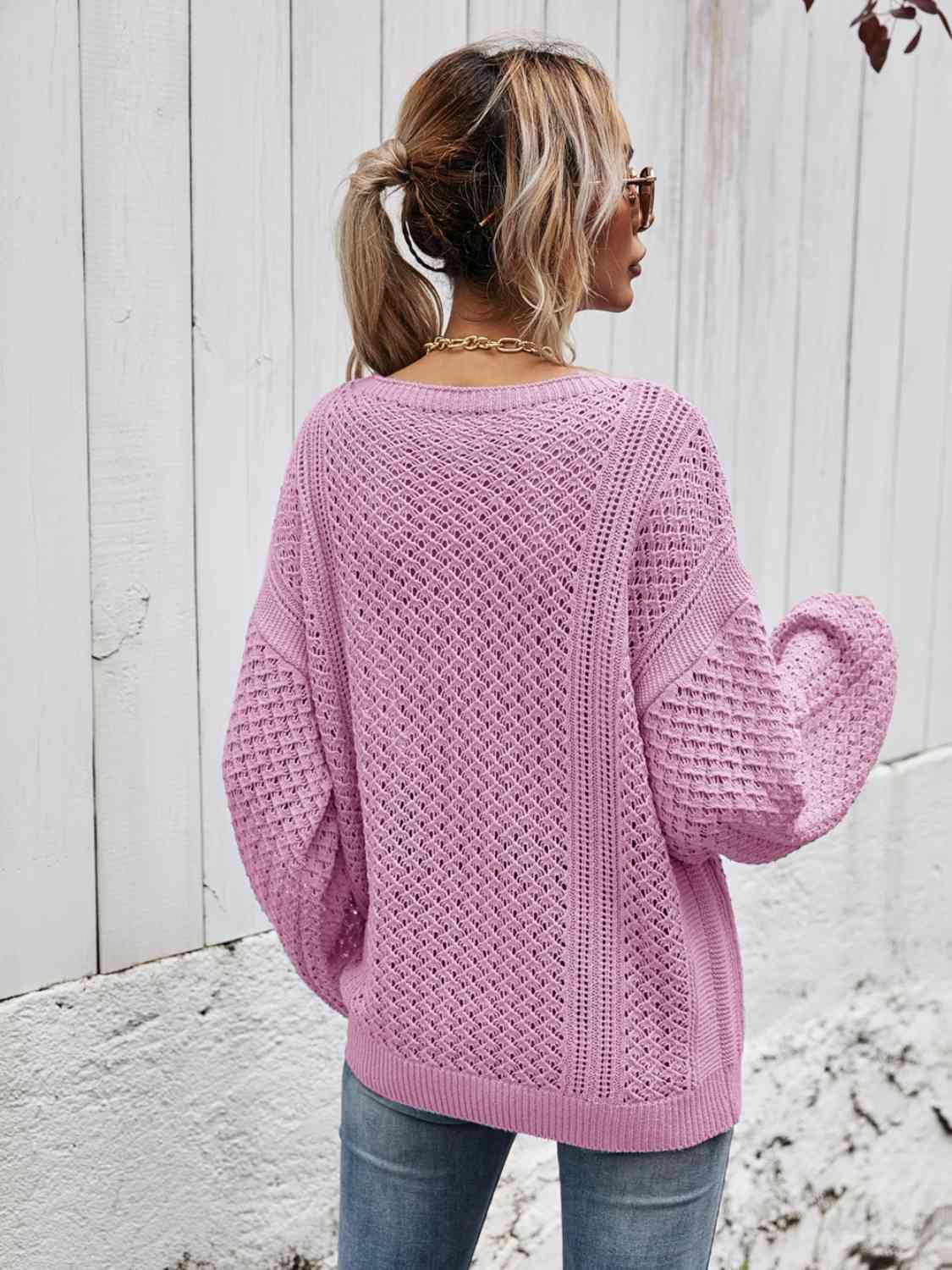 V-Neck Dropped Shoulder Sweater Bazaarbey