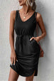 V-Neck Curved Hem Sleeveless Dress -BazaarBey - www.shopbazaarbey.com