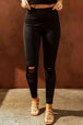  Wide Waistband Distressed Slim Fit Leggings Bazaarbey