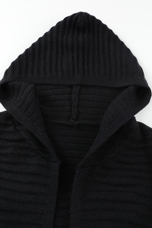 Open Front Longline Hooded Cardigan Bazaarbey