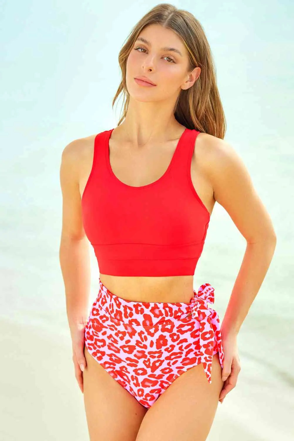 Two-Tone Tied Two-Piece Swimsuit Trendsi