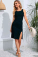 Round Neck Slit Sleeveless Dress -BazaarBey - www.shopbazaarbey.com
