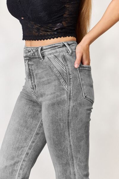 High Waist Slim Flare Jeans Trendsi
