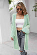 Herringbone Pattern Open Front Longline Fuzzy Cardigan Trendsi