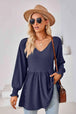 V-Neck Lantern Sleeve Blouse Bazaarbey