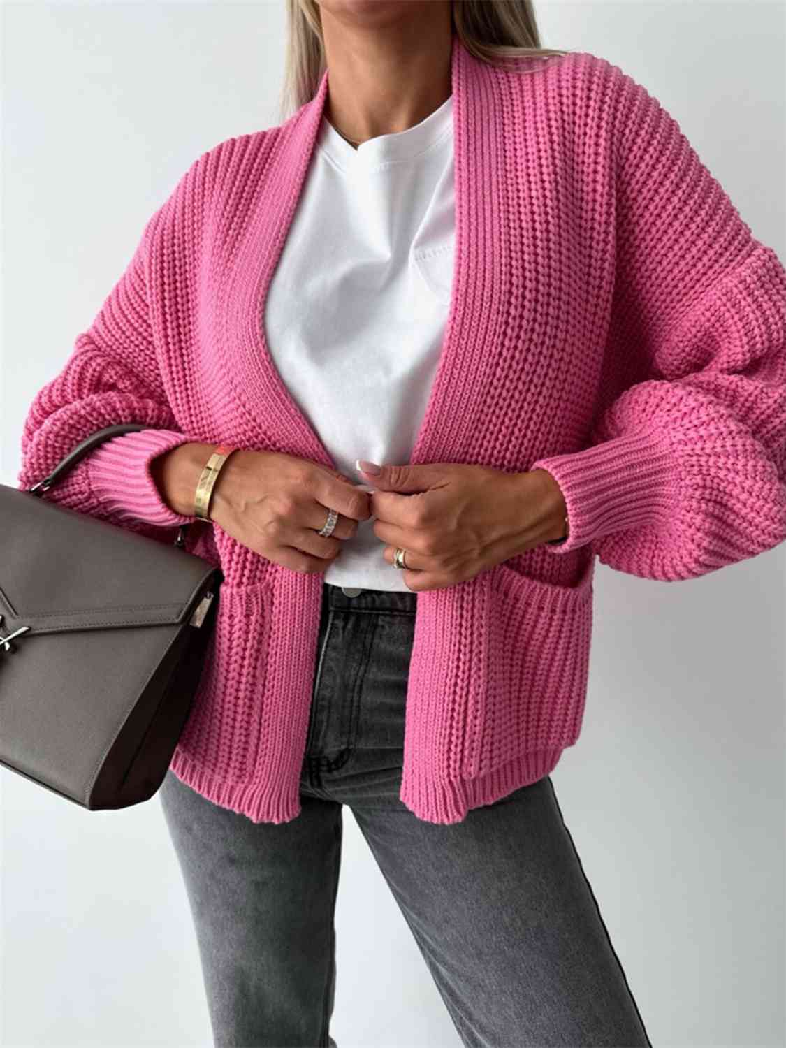 Open Front Dropped Shoulder Cardigan Bazaarbey