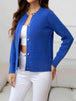 Round Neck Cable-Knit Buttoned Knit Top Trendsi