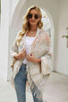 Multicolored Fringe Trim Poncho Bazaarbey