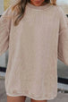 Ribbed Round Neck Drop Shoulder Sweatshirt Bazaarbey