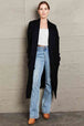  Waffle Knit  Duster Cardigan With Pockets Trendsi
