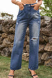 Distressed Buttoned Loose Fit Jeans Trendsi